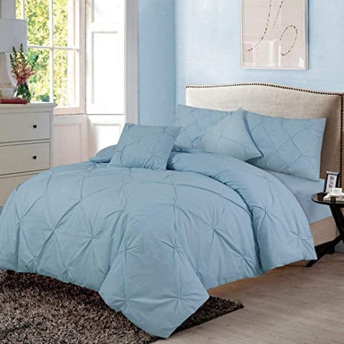 Pintuck Duvet Set Eliza Bedding - Luxury Fiber, Multi - Choice of Size & Colour (Double, Duck egg)