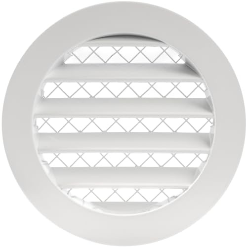 Repa Market Lüftungsgitter 100mm Weiß - Aluminium Abluftgitter – Außen Lüftungsgitter Rund – Lüftungsrohr Abdeckung Dunstabzug Außen mit Insektenschutz – Lüftungsabdeckung für Haus oder Garagenwand