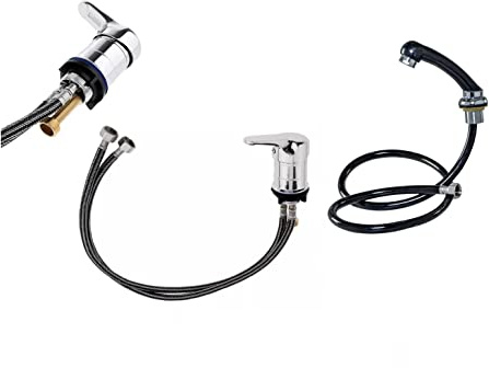 Tool Free Shampoo Bed Backwash Mixer Salon Tap with Salon Shower Head (Tool Free Instaltion with Special Nuts Installed on Pipes and Single Lever tap) Do It Yourself