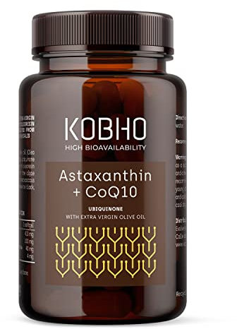 Astaxantina Astapure® y Coenzima Q10-60 perlas - Fórmula Patentada Ingredientes Naturales - Regenerador Cardiometabólico, Antiinflamatorio, Antioxidante y Protector Ocular