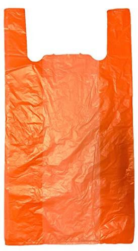 CT Packaging 75x Strong 11x17x20.5 Plastic Vest Carrier Bags (Orange)