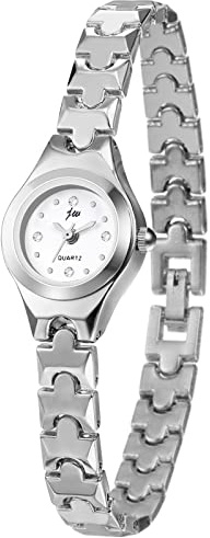 JewelryWe Damenuhr Elegant Analog Quarz Armbanduhr Damen Klein Einfach Beiläufige Uhr Spangenuhr mit Metall-Armband Rosegold/Silber