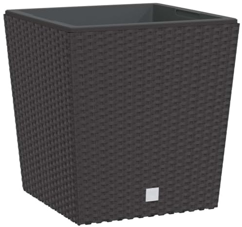 vidaXL Pflanzkübel mit herausnehmbaren Einsatz Braun 21/32 L PP-Rattan