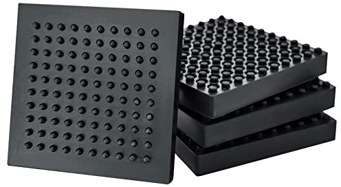 BXI Training Equipment Mat - 10 x 10 x 2 cm Pack of 4 Non-Slip Noise Reduction Anti-Vibration Treadmill and Ergometer Mats, Heavy Thickness Steel Embedded Rubber Pads for Parquet Floors & Carpet