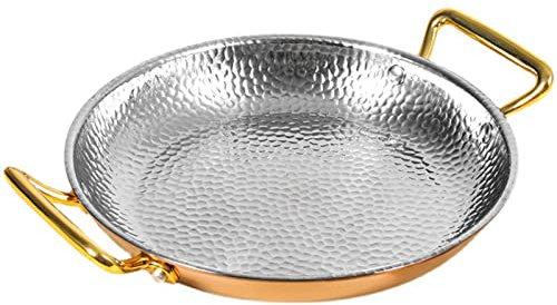 Padella per Paella di Pesce in Acciaio Inossidabile 304, Padella per Paella Spagnola Antiaderente Martellata Fatta a Mano Pentole con Doppio Manico per Case, Ristoranti o all'aperto,Oro Rosa