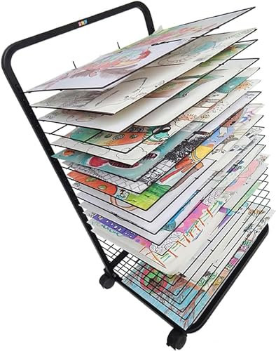Kunst-Trockenständer für Klassenzimmer – seitliches Draht-Trockenregal, mobiler Kunst-Trockenständer mit 20 Etagen, Kinder-Trockenständer für Malerei, Kunst in Schulen und Clubs, Kunst-Präsentations