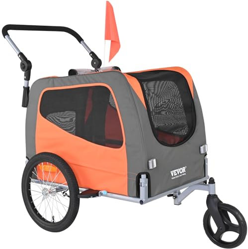 VEVOR Hundeanhänger 30 kg 2in1 Fahrradanhänger Kohlenstoffstahl + 600D Oxford-Gewebe + PP faltbar 1440 x 720 x 779 mm als Anhänger 1400 x 720 x 830 mm als Kinderwagen Hundebuggy Jogger Anhänger