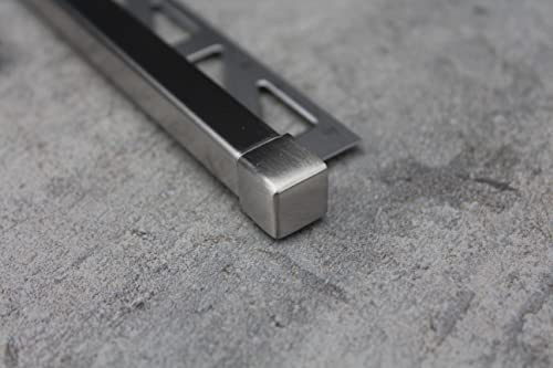 10x Edelstahlschiene Quadratprofil gebürstet Fliesenschiene L250cm V2A (Höhe 11mm)