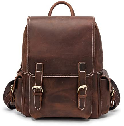 Erwachsene Leder Rucksack Herren- und Damen Simple Retro Großkapazität Rucksack Handmade Outdoor Trend Rucksack