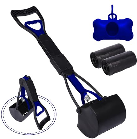 WVacFre 60cm Pelle à Crotte pour Chien,Pelle Crotte Chien,Cuillère à Caca Pliable pour Chien,Matériau Non Facile à Casser,Durable(Bleu)