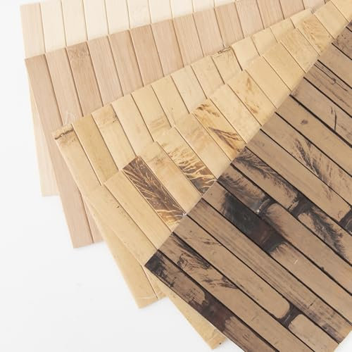 Art3d Pannello da parete in bambù naturale per decorazione di pareti interne, rinnovabili, pannelli per boiserie per pareti, soffitti, mobili, armadi, ufficio, confezione campione 30 x 15 cm