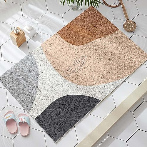 HHOZsafety Gebogene Duschmatte, rutschfeste Badematten, Luffa-Duschmatte, rutschfest für Innendusche/Badezimmer, 40 x 60 cm, Wasserdurchlässigkeit, weiche strukt