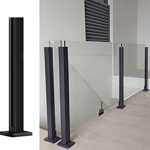 Balustradenpfosten aus schwarzem Glas, Treppen, Glasgeländer, Pfostensystem, Terrassentrennwände, Glasschirm-Stützgeländer für Poolzaun/Treppenstufen (Farbe: Farbe Grau, Größe: 115 cm/45,3 Z