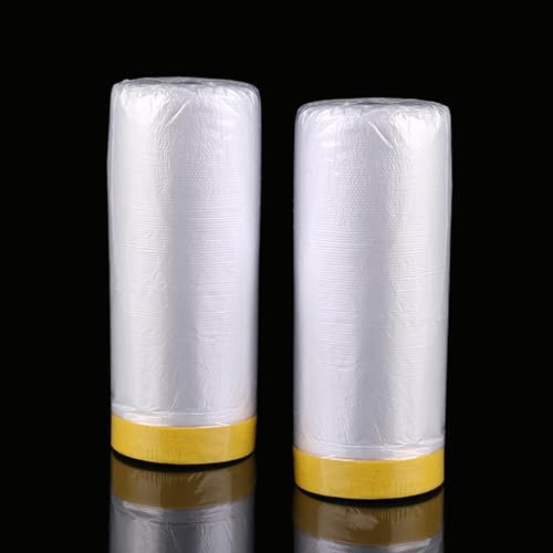 PATILWON 3x20m Plastic Dust Sheets for Decorating Painting Furniture Floor Protection, 60sqm Extra Large Plastic Protective Sheet Dust Paint Cover, Free Cutting, Adhesive Fix (2P)