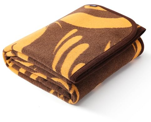 ACUSHLA Couverture en laine mérinos - Grande couverture douce, chaude et lavable pour lit, canapé, voiture, pique-nique, voyage, toutes saisons - (160 x 200 cm, marron forêt tropicale)