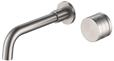 BiaoTeng Unterputz Waschtischarmatur Wandmontage 2 loch Heiß und Kalt Einhandmischer Messing Waschbecken Armaturen Unterputz Armatur Bad gebürstetes Nickel