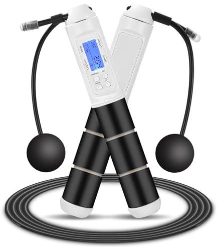 SOBEAU Springseil Erwachsene Fitness, Springseil mit Zähler, Jump Rope Verstellbar mit Kugellager, Kabellos Gewichtetes Seilspringen für Workout, Skipping Rope Rutschfest für Erwachsenes