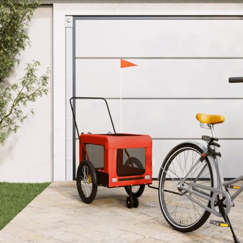 Homgoday Hundewagen, Fahrradanhänger für Haustiere, Orange und Schwarz, Oxford und Eisen, Hundetransportwagen, Fahrradwagen, Transportwagen für Hunde, Transport von Hunden, Fahrrad kk
