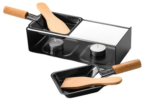 BBTISG Cheese Melter Raclette Grill, Stainless Steel, Black, Modern Style, Non-Stick Coating, Perfect for Cheese, Meat, Fish, and Vegetables
