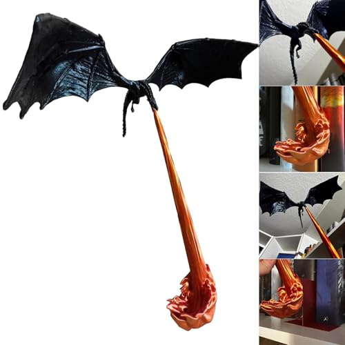 Drachenbuchecke | Drachenflammen-Buchecke | Flying Dragon Flame Book Nook | Drachenbuch endet | Book Nook Dragon | Drachen-Buchstützen | Gothic Bücherregal Fantasy Drache Halloween