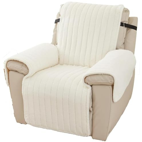 CDPTD Sofa Armlehnenbezüge, Sesselschoner Sesselauflage, Fernsehsessel Schutzbezug Anti-Rutsch, Relaxsessel Sesselauflage Relax, waschbarer Sofabezug mit elastischem Band, Kaninchen-Plüsch (TYP-1)