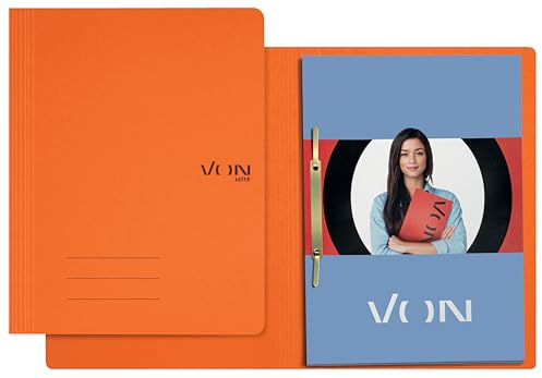 VON Leitz 10er Pack Schnellhefter A4, FSC-zertifizierter Karton in 335 g/m², Für 250 Blatt, Mappe für Schule, Studium & Haushalt, Recycelbar, Orange, 30130045
