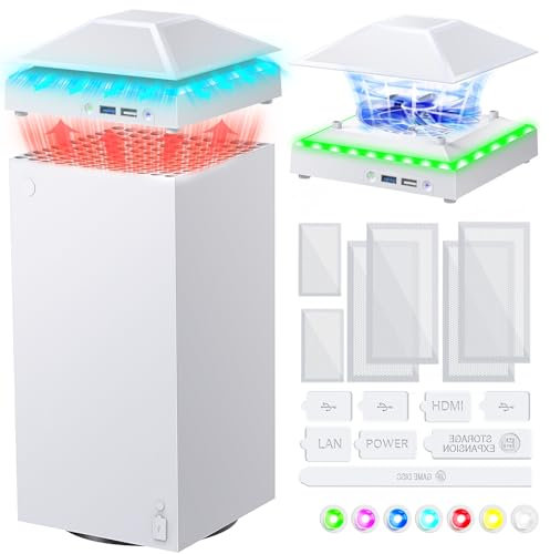 Upgrade RGB Cooling Fan for Xbox Series X with Dust Cover Filter, Colorful LED Light Cooler System Accessories with Low Noise 3 Levels Adjustable Speed Fan (White)