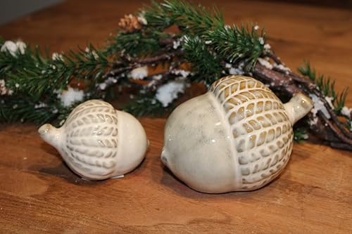 Miljögarden Keramik Eicheln, dekorative Tischdeko für Herbst und Weihnachten, 2 Stück, 8 cm und 12 cm lang