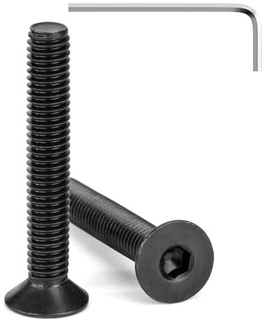 Tunejoy Viti a Testa Svasata M6 x 40 mm Nero Vite a Brugola Bulloni in Acciaio Inox A2 V2A Viti a Testa Piatta Norma DIN 7991 con Chiavi a Esagono Filettatura Completa 20 pezzi