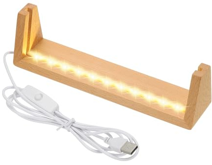 PATIKIL 8 Inch Wooden LED Light Base, Beech Wood Light Display Stand Table Lighted Lamp Base Night Light for Crystal Glass Resin Art, Warm Light