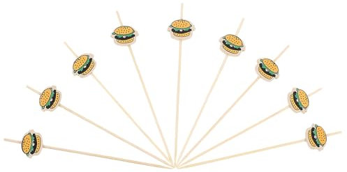 PRETYZOOM 100piezas Pinchos Brochetas De Fruta Desechables Forma De Hamburguesa para Decoración De Fiestas y Cócteles