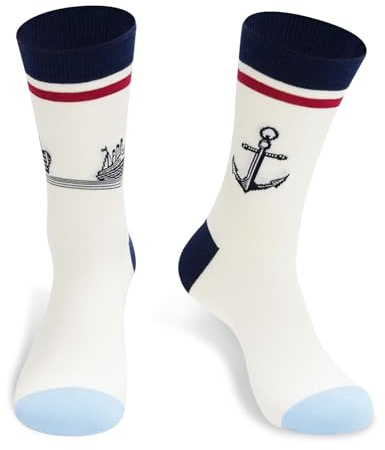 Pcuntslo Calzini umoristici uomo 43-46 regalo originale Natale/Compleanno/ idea regalo umoristico e fantasia per marito, papà, amico, Vento della barca di mare, 43-46