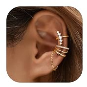 Dochais 3 Pezzi Ear Cuff Orecchini Donna Oro Senza Buco Set Earcuff Regolabile Ipoallergenici Piercing Finti Orecchio Donna Ear Cuff Wrap Orecchini Non Piercing Earcuffs Clip Orecchio per Ragazze C
