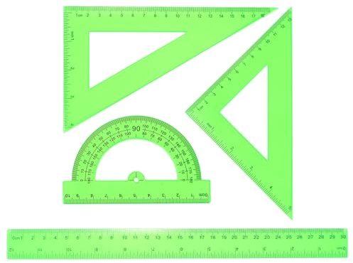 sourcing map Set di 4 righelli triangolari, 30 cm, in plastica, con goniometro geometrico, triangolare, scala ingegneristica, kit per ufficio e casa, verde