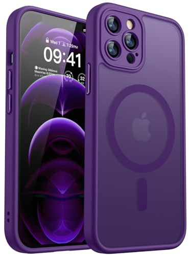 CANSHN für iPhone 12 Pro Hülle mit Kameraschutz, Dunkelviolett