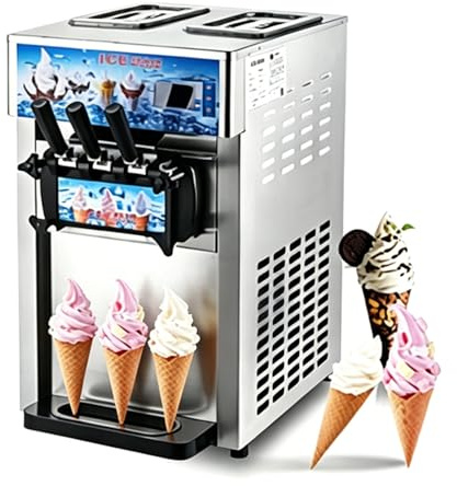 Furvveerr Machine à Crème Glacée Molle Commerciale,Machine à Crème Glacée de Comptoir, pour Glacier Camion-Restaurant (ZM-168)