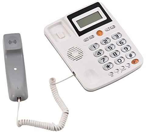 Telefono fisso con filo tavolo Telefono con filo con tasti grandi per anziani Telefono per anziani con display LCD Ricomposizione rapi Funzioni vivavoce Doppie porte per (Nero) (Rosso) (Bianco)