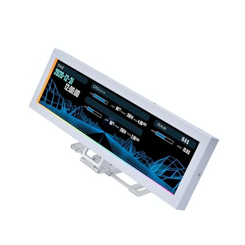 Lian Li 8.8 Universal Screen for PC - Adjustable Mounting for Any Computer Setup - Customizable ARGB Frame - PC Temperature Display Panel - LCD Screen Display - Mini Monitor - SM088W (US88 v1 White)
