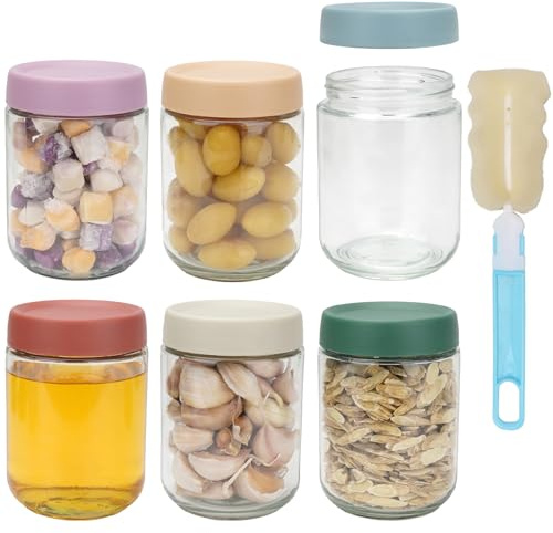 FreeBiz 6 Pack Glass Jam Jars 120ml/4oz Small Overnight Oats Containers Glass Mason Jars with Lids Airtight Leakproof Storage Pots for Spices Jam Pickling Chutney Dessert Yogurt Pudding Wedding Favors