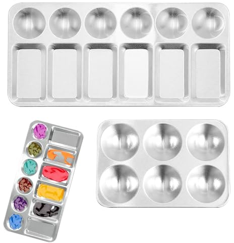 2PCS Rectangle Aluminum Paint Palette Tray for Acrylic,Paint Mixing Palette, Empty Watercolour Palette，for Artists,Students Watercolor Acrylic and Oil DIY Craft Professional Art Painting