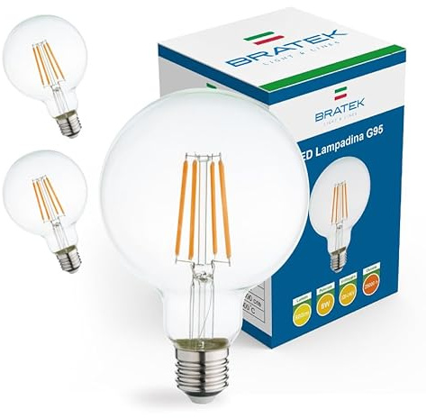 Bratek 2 bombillas globo LED E27 luz cálida vintage 3000 K 8 W 880 lúmenes
