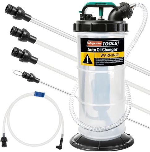Magicbox 5,3L Manuelle Ölabsaugpumpe, Ölwechselpumpe mit 6 Saugschläuchen & Bremsenentlüftungsschlauch, Vakuum-Flüssigkeitsabsauger für Motor- & Getriebeöl, Auto, Motorrad, Boot