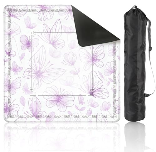 Mahjong Mat for Table Butterflies are Pink Blue Lilac Delicate line Art Clip Art Graphic 31.5 x 31.5 Non-Slip Noise-Reducing Game Mat Premium Mahjong Accessories for Poker Dominoes Hosting
