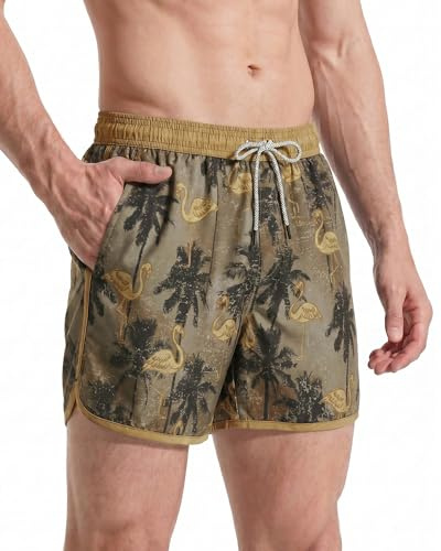 maamgic Mens 5 Short 70s 80s 90s Vintage Swim Trunks Quick Dry Bathing Suits Swimming Shorts Swimsuits Board Shorts