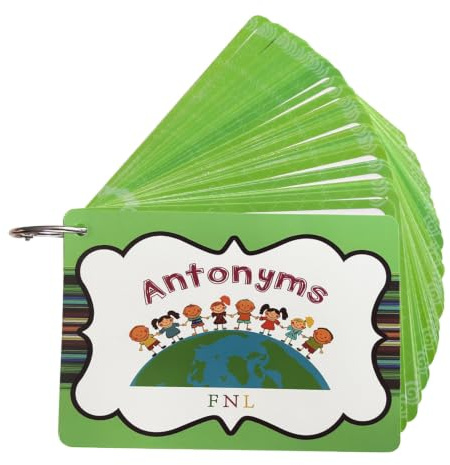 Qianly 51 Pièces Cartes D'antonymes sans Écran Cartes Lexique Colorées Matériel Éducatif pour Tout-Petits