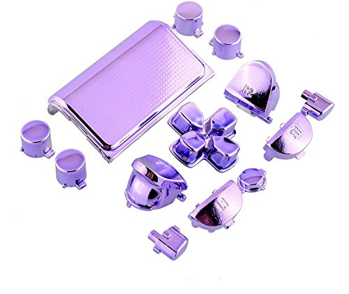 Vollständige Tasten Mod Kits Chrom Lila Plating L1 L2 R1 R2 Full Trigger Buttons Kit für Sony Playstation 4 PS4 Controller DualShock 4 (mit 2 Stück Federn)