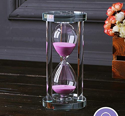 MINGZE Sablier Cristal Transparent Sablier Horloge Artisanat Verre Décoration, 15 Minutes / 30 Minutes / 60 Minutes (Rose, 15 Minutes)