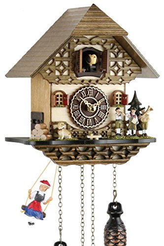 Eble Kuckucksuhr Kuckuckuhr Echtholz NEU batteriebetriebenes Quartzwerk Musik Kuckuckruf Musikanten 21cm- 24744
