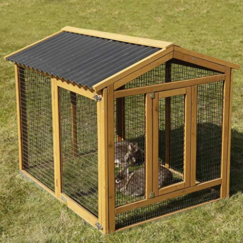 Kerbl Pet Freigehege Appartment Pro, Hasenstall, Nagerstall, 115x85x90cm, Holz lasiert, robustes Dach, Metallrahmen am Boden, große Türe