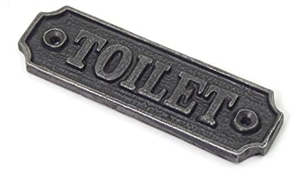 Cast Iron TOILET Door Sign - 115mm x 35mm c/w fixing screws.